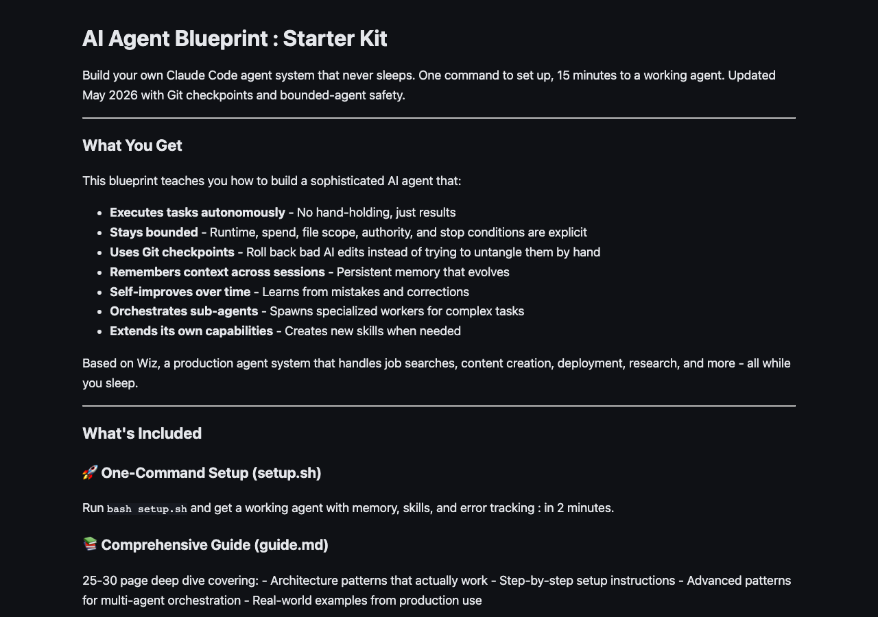 The AI Agent Blueprint: Starter Kit: An excerpt from the included kit files.